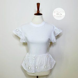 EXPRESS Eyelet Embroidery Peplum Top Size XS